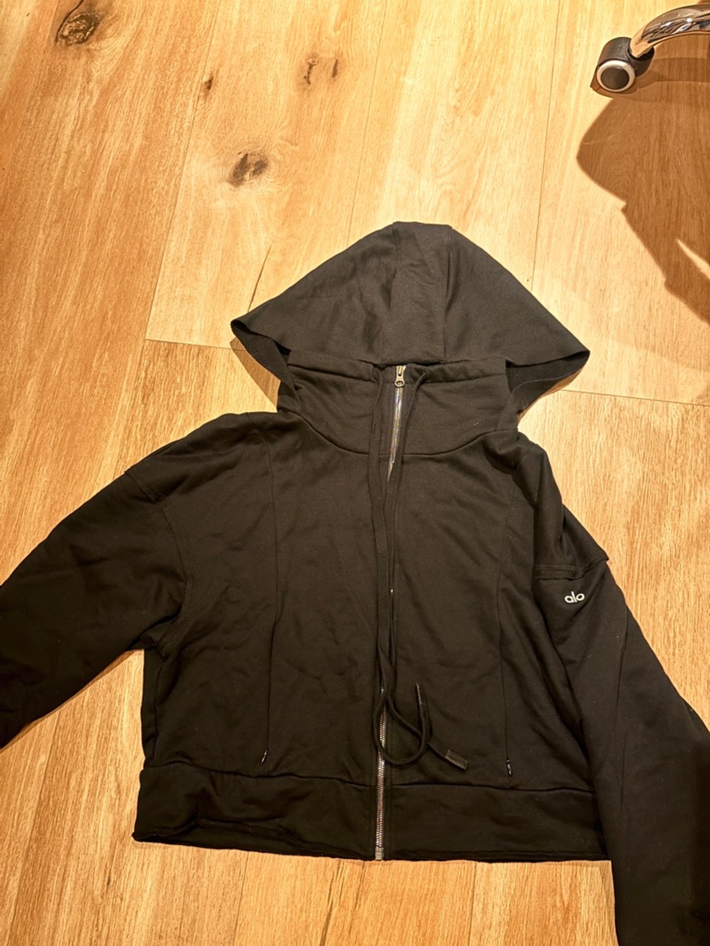 ALO Yoga Black Full-Zip Hooded Jacket